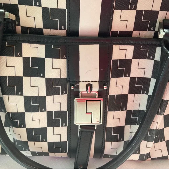 L.A.M.B. Black and White Checkered Satchel - Picture 15 of 16